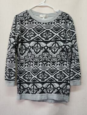 Derek Heart Black & Gray Aztec Crewneck Sweater
